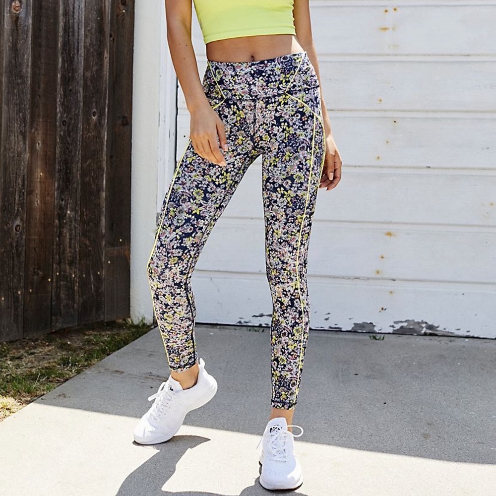 Free People FP Movement Mid Rise Ankle Length Eden Printed Leggings